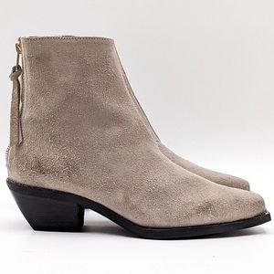 AllSaints Women Lenora Cuban Block Heel Beige Suede Boots size EU 40